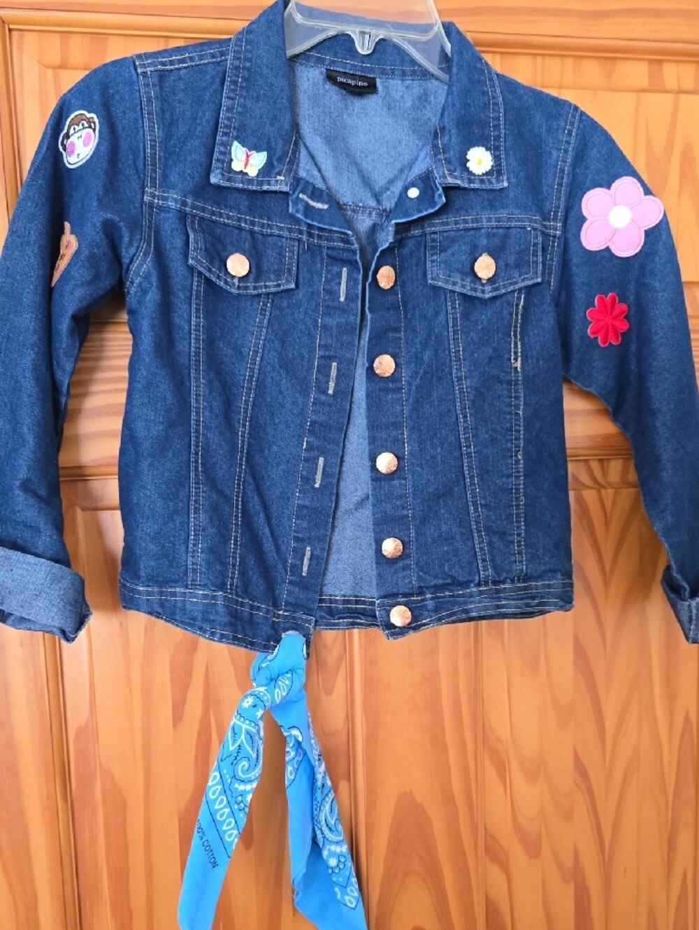 Fun Girls Denim Jacket with Colorful Patches